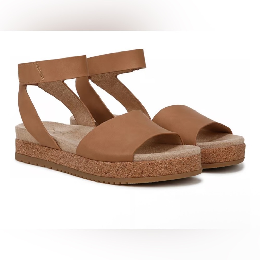 SOUL Naturalizer Cognac Leather Cork-Platform Sandals